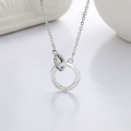 wholesale S925 Sterling Silver Korean-style Smile Mobius Loop with Pave Star Circle Pendant Necklace-0-0