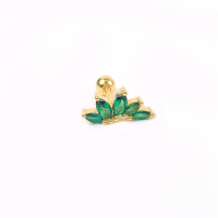 wholesale S925 Sterling Silver。-Gold-Single-Green Diamond