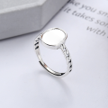 wholesale S925 Sterling Silver Retro Vintage Egg-shaped Creative Design Carpe Diem English Round Plaque Open Ring-0-0