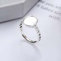 wholesale S925 Sterling Silver Retro Vintage Egg-shaped Creative Design Carpe Diem English Round Plaque Open Ring-YFJ506/approx. 2g Adjustable opening