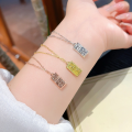 wholesale Sterling Silver S925 Chinese Style Ice Cube Small Gold Bar Necklace for Women, Fashionable and High-End, Niche Collarbone Chain-0-0