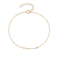 wholesale 925 Sterling Silver Mini Cross Single Zircon Ladies Bracelet,-Gold 925 silver