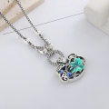 wholesale S990 Silver Retro Ethnic Style Enamel Glaze Hollow-Out Lotus Auspicious Clouds Peace Lock DIY Accessory Pendant-0-3