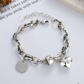 wholesale S925 Sterling Silver Vintage Oxidized Silver Mixed Thick Chain 3D Heart English Tube Bead Trendy Bracelet-0-0