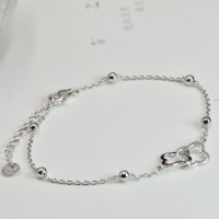 wholesale S925 Sterling Silver Four-Leaf Clover Bracelet for Women, Handmade, Forest Style, Fresh and Sweet, Minimalist, for Students and Best Friends, Dainty Hand Accessory, Non-Tarnish-One bracelet (7000008) 925 silver