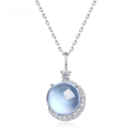 wholesale S925 Sterling Silver Gold-Plated Sky Blue Topaz Pendant Necklace, Minimalist Design Light Luxury for Holiday Gifts-0-0