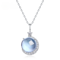 wholesale S925 Sterling Silver Gold-Plated Sky Blue Topaz Pendant Necklace, Minimalist Design Light Luxury for Holiday Gifts-Thick silver platinum (pendant does not include chain)  925 silver
