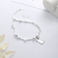 wholesale S925 Sterling Silver Korean-style Geometric Trendy Minimalist Broken Silver Square Plate Hip-Hop Bracelet-0-1