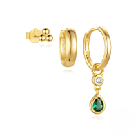 wholesale S925 Sterling Silver Marquise Teardrop Zircon-encrusted Halo Earrings With Detachable Drop Ear Cuff Set-3-piece set Gold#2 925 silver