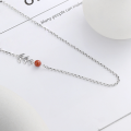 wholesale S925 Sterling Silver Korean-style Minimalist Fresh and Simple Forest-themed Wheat Ear Design with Red Accent Necklace-0-1