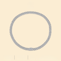 wholesale S925 Silver Men's New Style Moissanite Necklace Cross-border Hot Selling In Stock Hip-hop Cuban Chain Jewelry Wholesale-45cm long moissanite &gt; width 14m