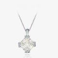 wholesale [925 silver] Shi Pei Jewelry New 7ct White G Color Fat Square 11*11 Necklace Fashion Sexy Necklace 40+5cm-0-0