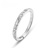 wholesale Metal material, new couple rings with simple retro patterns, plain and versatile open adjustable rings, available for dropshipping-Thick silver platinum>Adjustable opening