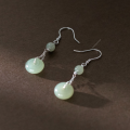 wholesale S925 Sterling Silver New Chinese Style Hetian Jade Earrings Small Design Sense Ear Jewelry for Women M04972-0-3