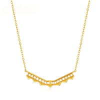 wholesale 925 Silver Gold-Plated Abstract Feather Geometric V-Shaped Pendant Necklace for Women, New Japanese Retro Style Luxury Lightweight-10K gold + swimming paint  925 silver