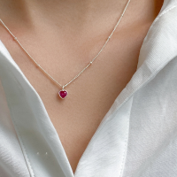 wholesale S925 Sterling Silver Fresh and Sweet Light Luxury Beaded Diamond-Encrusted Heart Necklace Elegant Women's Necklace Y01309-925 Silver 925 Silver Necklace