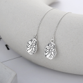 wholesale S925 Sterling Silver Retro Vintage Ethnic Style Lotus Leaf Long Drop Tassel Earrings, Versatile and Elegant for Ladies-0-0