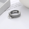 wholesale S925 silver retro trendy and unique fringe bead small and niche fashion elegant design open ring-0-3