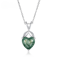 wholesale S925 Sterling Silver Gold-Plated New Fashion Minimalist Heart-Shaped Moss Pendant Choker Necklace Wholesale from Manufacturer-Thick silver platinum (pendant does not include chain)  925 silver