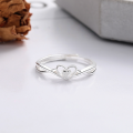 wholesale S925 Sterling Silver Korean-style Hollow Heart Ring, Exquisite and Versatile Openable Design for Women-0-3
