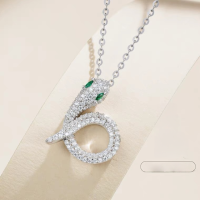 wholesale S925 Sterling Silver Light Luxury Full Diamond Soaring Snake Serpentine Necklace Fashion Niche Design Birthday Gift for Best Friend-Snake Necklace 925 Silver