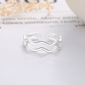 wholesale S925 Sterling Silver Fashion Minimalist Geometric Wave Double Layer Ins Style Niche Trendy Design Open Ring-0-3