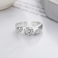 wholesale S925 Silver Retro Fashion Lotus Carved Pattern Versatile Literary Temperament Niche Design Openable Ring-0-2