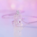 wholesale S925 Sterling Silver Agate Bear Necklace for Women, Fashionable Sweet and Fresh Ins Style Pendant Light Luxury Internet-Famous Collarbone Chain-0-5