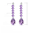 wholesale S925 silver luxurious high-end natural amethyst earrings for banquets, set with natural gemstone earrings-0-0