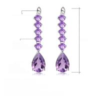 wholesale S925 silver luxurious high-end natural amethyst earrings for banquets, set with natural gemstone earrings-Matching gemstone earrings>925 silver