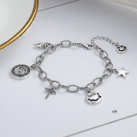 wholesale S925 Sterling Silver Korean Dongdaemun Fashion Retro Light Luxury Smiley Star Cross Element Bracelet-YS095/11.3g 925 silver