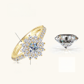 wholesale Wholesale of Trendy Women's Jewelry in Metal Material: Cross-Border Hot-Selling Snowflake Moissanite-Inspired Ring, Light Luxury Ins-Style Zirconia Statement Ring-0-5
