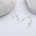 wholesale S925 Sterling Silver Splice-style Round Ball Long Tassel Necklace, Personalized Trendy Street Sweater Chain for Women-0-2