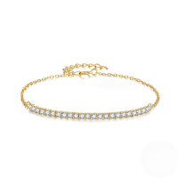 wholesale S925 Sterling Silver Single Row Zircon-studded Pentagram Circle Bracelet, A Stylish And Unique Korean-inspired Design-Gold-Style 1 925 Silver