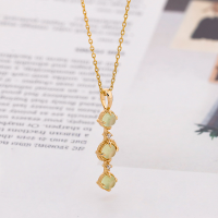 wholesale S925 Sterling Silver Duli Jewelry New Collection Gemstone Versatile Pendant Natural Prasolite Fashion Commuter Necklace Pendant-Three Prehnite Pendant (without chain)  925 Silver