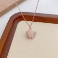 wholesale S925 Sterling Silver Tulip Chalcedony Necklace Fashionable Luxury Style Niche Design High-End Versatile Collarbone Chain-0-3