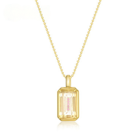 wholesale S925 sterling silver new Korean and Japanese minimalist geometric white crystal pendant choker necklace fashionable silver jewelry wholesale-Green Moss (Pendant without chain)  925 Silver