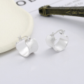 wholesale S925 Sterling Silver Frosted Concave Arc Ear Clasps, Fashionable Commute Light Luxury Style, Elegant and Versatile Earrings for Women-0-0