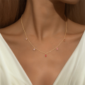 wholesale S925 Sterling Silver Geometric Teardrop Zircon And Crystal Pendant Choker Necklace-0-1