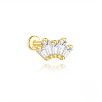 wholesale S925 Sterling Silver Geometric Heart Zircon Stud Earrings With Flat Threaded Piercing-Single gold #7 (1.2*6)