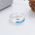 wholesale S925 Sterling Silver Korean-style Creative Light Blue Resin Open Ring Irregular Design Trendy Index Finger Ring-0-3