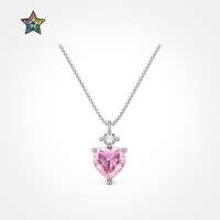 wholesale S925 Sterling Silver New European and American Women's Necklace, Fashionable and Versatile Collarbone Chain with Exquisite Round Diamond Accented Heart Pendant Design-DY190850-SW-PK>925 silver