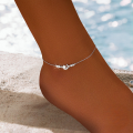 wholesale S925 Sterling Silver With Zircon Accents And Opal Crescent Moon Adjustable Ankle Chain-0-1