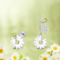 wholesale S925 Sterling Silver New Korean Style Forest Series Sweet and Lovely Daisy Ear Studs Earrings for Women Wholesale-Thick Silver Platinum 925 Silver