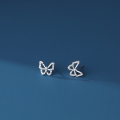 wholesale 925 Sterling Silver Hollow-out Micro-set Butterfly Earrings for Women, New Summer Luxury Small Elegant Temperament Ear Studs Sweet Ear Accessories-0-2