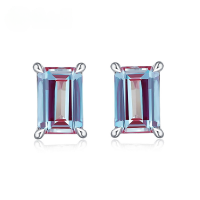 wholesale S925 Gold-Plated Geometric Minimalist Cultured Alexandrite Earrings Wholesale Customization-Alexandrite 925 Silver
