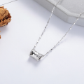 wholesale S925 Silver Retro Fashion Concave Diamond Grid Geometric Creative Trendy Niche Design Versatile Necklace-0-0