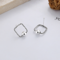 wholesale S925 Sterling Silver European and American Cross-Border Minimalist Geometric Triangle Quadrilateral Rotating Stud Earrings-0-2