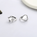 wholesale S925 Sterling Silver AB Style Star and Heart Ear Clasps, Personalized Trend, Korean Sweet and Cool Style, Versatile Earrings-0-1