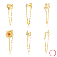 wholesale 925 Sterling Silver Earring High-end Elegant Chain Single Eight-point Star Snake Ear Stud Cross-border European and American Jewelry-Style 2 (single) Silver